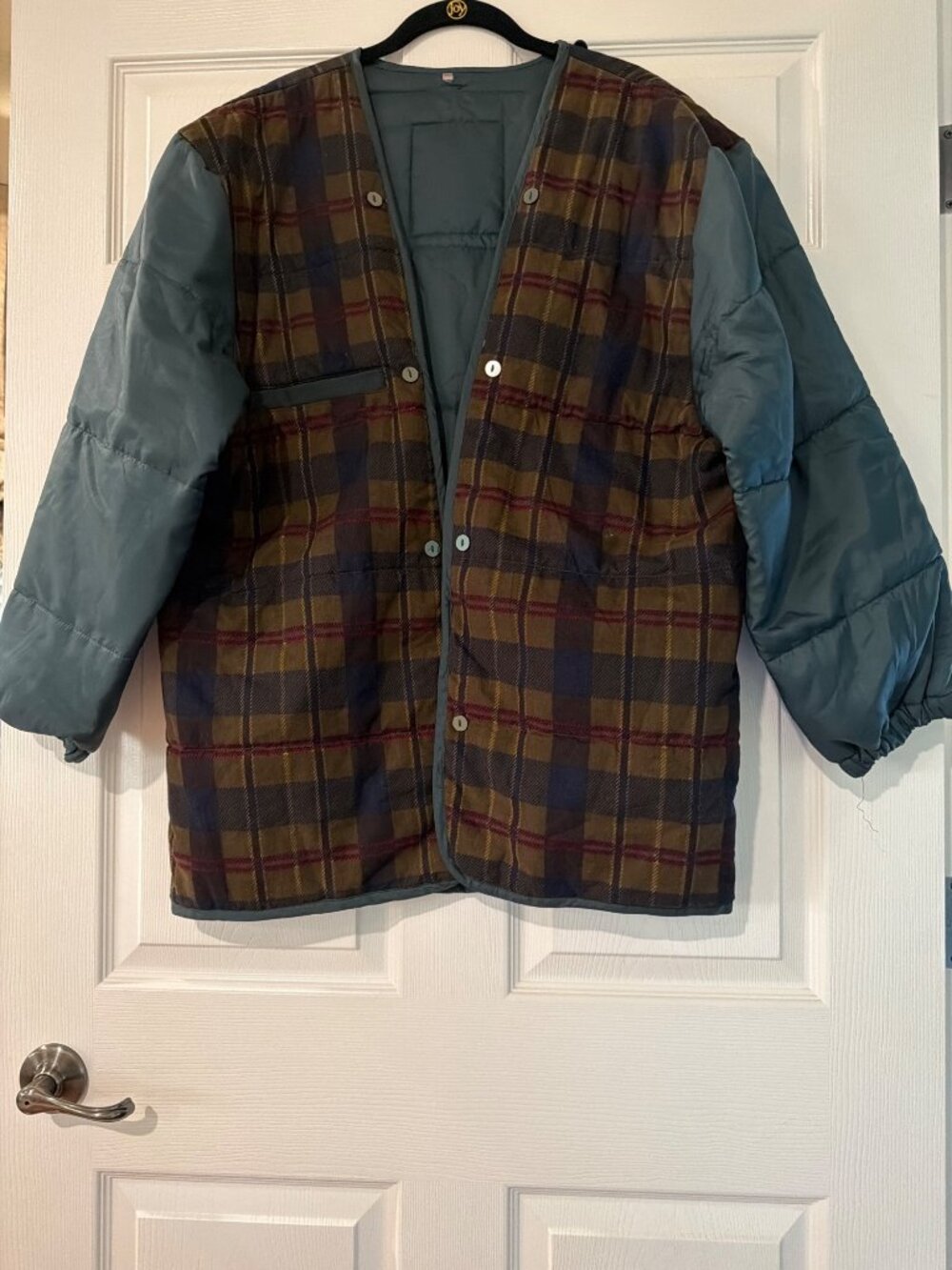 Vintage North Bay Plaid & Quilted Jacket / Parka Liner With Snap Buttons Green S